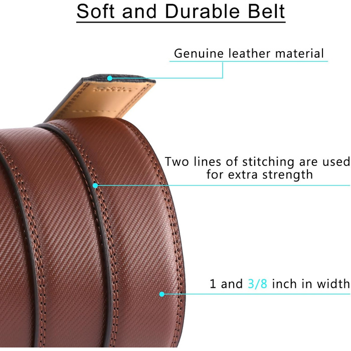 Чоловічий шкіряний ремінь SENDEFN з автоматичною застібкою-ратом, ширина 35 мм, регульований розмір (115 см/32''-38'', 125 см/36''-42''), колір: золотий діагональний коричневий