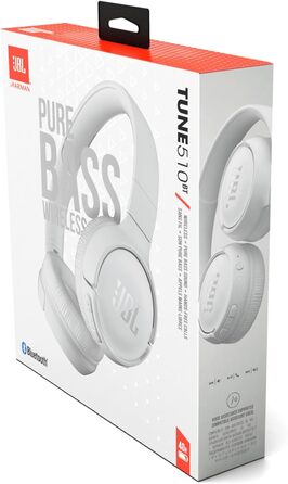 Навушники JBL Tune 510 BT – Bluetooth, бездротові, складні, з функцією гучного зв'язку, сумісні з голосовими помічниками, до 40 годин роботи (білі)