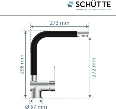 Шутер кухонний змішувач RIO 360° (хром/чорний мат), поворотний вилив, для однієї/двох мийок