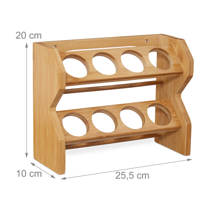 Relaxdays Bamboo Spice Rack 8 Jars