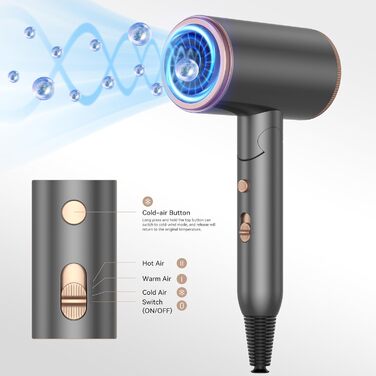 Airstyler 6 в 1: фен-щітка, локони, укладка волосся, іонізація, 1000W, білий, сірий/золотий