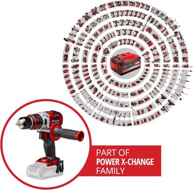 Акумуляторний дриль-шуруповерт Einhell TE-CD 18 Li-i Brushless Power X-Change з ударною функцією, Li-Ion, 18 V, 2 швидкості, 60 Nm, LED-ліхтар, кейс, 2 x 2.0 Ah акумулятори та зарядний пристрій