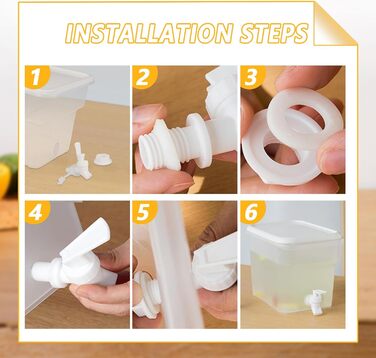 Drink Dispenser with Spouts for Refrigerator, Leak-Proof Plastic Water Container, Drink Dispenser with Spout, for Home, Party, Restaurant, Bar, Buffet, 4 Pieces