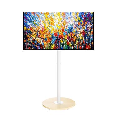 Підставка для телевізора Unho з коліщатками, регульована по висоті, для телевізорів 40-75 дюймів, VESA 600x400 мм, до 50 кг, біла