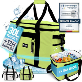 Large Cooler Bag 30L +12h Cooling - Ideal for Shopping, Car & Work - Insulated Bag, Thermos Bag, Lunch Bag & Picnic Bag - Large Cooler Bag - Lunch Bag for Men - Lunch Bag (Green - 30L)