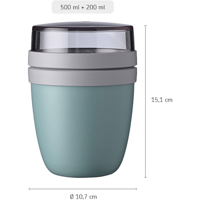 Mepal Lunchpot Set with Folding Spoon, Ellipse – Vivid Mauve – practical muesli cup and container for transporting food