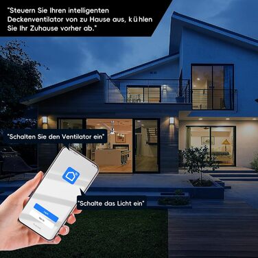 Стеляний вентилятор Ovlaim з освітленням та пультом керування, тихий DC мотор, 3 лопаті, Smart, для вітальні/спальні, натуральний & сріблястий (Burlywood/Silver, 165 см)