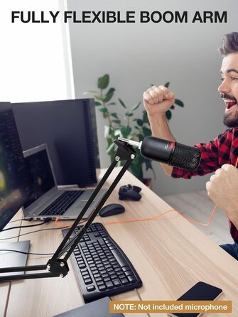 SUNMON Тримач для мікрофону HyperX QuadCast та інших - регульований кріплення для мікрофону з кабелеутримувачем, адаптер 3/8' - 5/8' для Blue Yeti, Fifine, Seiren