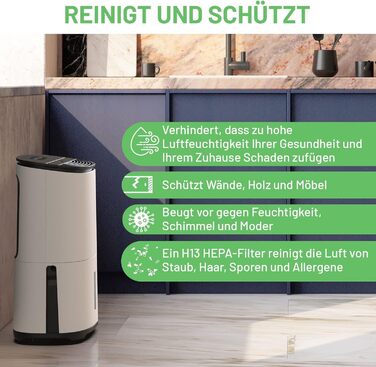 Зволожувач повітря Meaco Arete® One 10L з HEPA-фільтром для дому 42 м² | Очищувач повітря