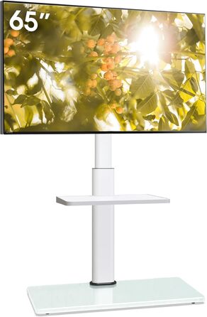 Підставка для телевізора Boden для 32-65 дюймів, поворотна на 60 градусів, з регулюванням кута нахилу, 8-ступенева регулювання висоти, стійка для телевізора для вітальні/спальні, витримує до 40 кг, VESA до 400 x 400, білий/декор для саду