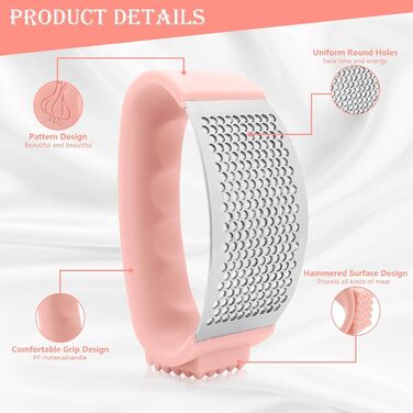 Пресс для часнику та імбиру з важелем, набір з очищувачем для апельсинів, рожевий, нержавіюча сталь