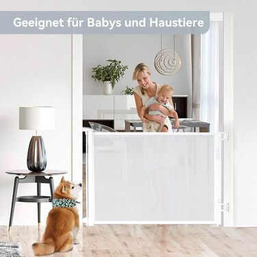 Захисне ворота для дитячих воріт, розтягуване 0-140 см, захист для дитини та домашніх тварин. Підходить для сходів, дверей, тераси (білий)