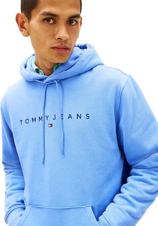 Чоловічий худі Tommy Jeans Linear Logo з капюшоном, колір Light Horizon Blue, розмір S