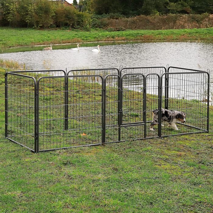 Lionto Вольєр для цуценят та дрібних тварин, 80x80 см, розширюваний вольєр для собак, вольєр для собак у квартиру/сад, з дверцятами та замком, стійкий до погодних умов, 8 елементів