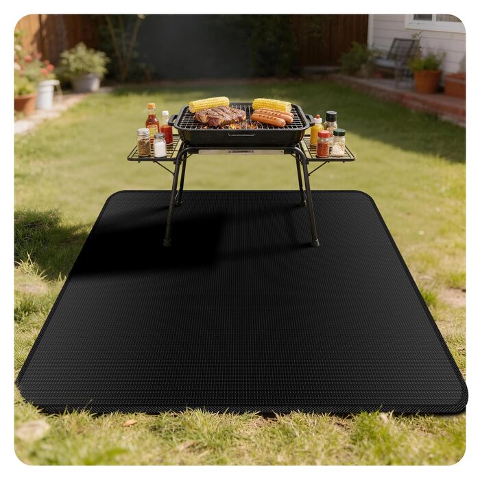 Вогнетривка підкладка для гриля та каміна 100x154 см, термостійкий килимок для захисту тераси та газону від іскор та жиру (до 980°C)