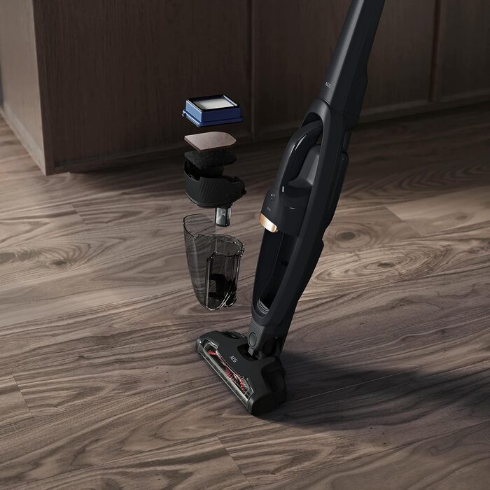 AEG QX6-1-45AN Cordless Vacuum Cleaner / Bagless Vacuum Cleaner / Quiet / Cordless Handheld Vacuum / 45 min Runtime / Lightweight / Hard Floors / 2in1 / Pet Hair / Dog / Cat / Carpet / Car / Grey