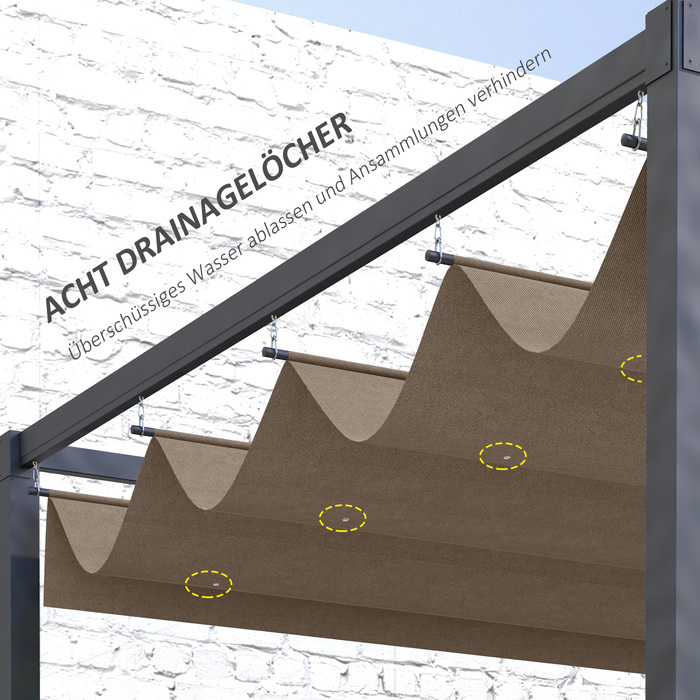 Outsunny Replacement Canopy for 2.85 x 2 m Pergola, Water-Repellent Retractable Wave Canopy with Rain Drainage Holes, UV Protection 30+, Winter-Proof Shade Cover for Garden, Balcony, Terrace, Cafe | Aosom