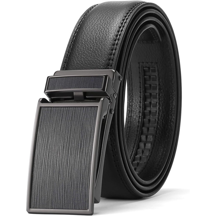 Чоловічий шкіряний ремінь SENDEFN з автоматичною пряжкою, ширина 35 мм, регульований розмір 115 см (32-38 дюймів), чорний з фактурною обробкою