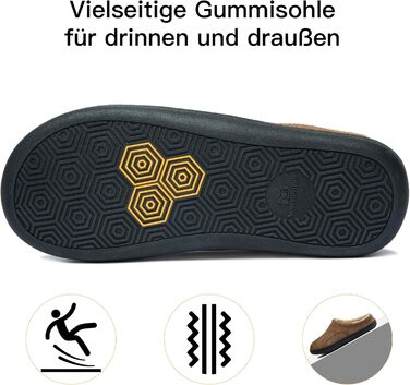 Чоловічі домашні тапочки з меморі-піною, теплі зимові тапочки, з підкладкою, сліпони з неслизькою гумовою підошвою, для дому та вулиці, 49/50 EU, Коричневі