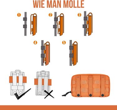 Футляр для корму OneTigris для собак (23,5x13x5 см), 2 шт., MOLLE система, тактичне спорядження, тренування, оранжевий