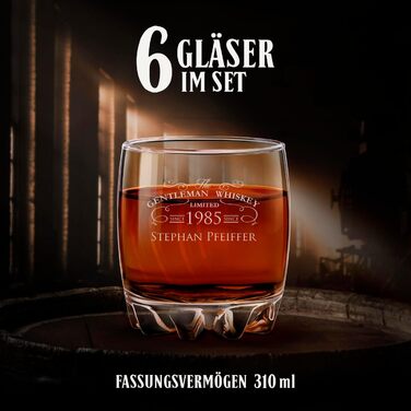 Maverton Whisky Decanter with Engraving - Globe with Ship, 850 ml - Set of 6 Whisky Glasses - Whisky Decanter - Christmas Gifts - Birthday Gift for Men - Personalized - Gentleman Whiskey