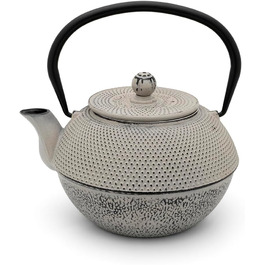 Bredemeijer Blue Flat Asia Teapot 1.1 Liter Cast Iron - Asia Cast Pot with Stainless Steel Tea Filter Strainer (1100ml, Black)