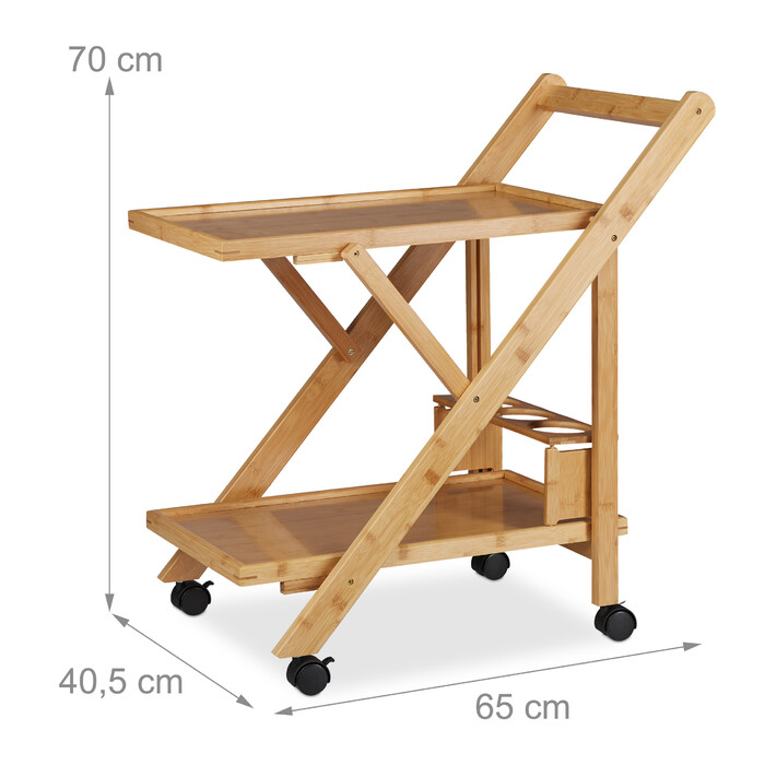 Relaxdays Kitchen Cart Bamboo with 2 Shelves