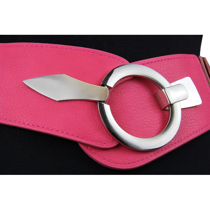 Жіночий еластичний пояс на талію Vanessa & Melissa, рожевий, 80 см (для талії 85-105 см), ширина 6 см, срібна пряжка