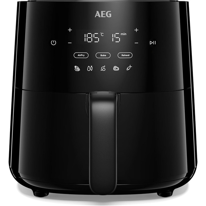 AEG AAF3B Hot Air Fryer / IF Design Award 2024 / Little to no oil / 8 programs / programmable / preheat function / 3.3l / dishwasher-safe / heat protection / flip reminder / black, 3.3l capacity, Series 6000