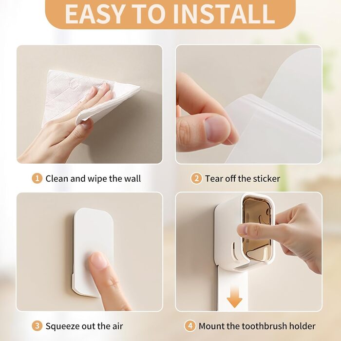 Настінний тримач для зубних щіток - 4 шт сірого кольору, для ванної кімнати
