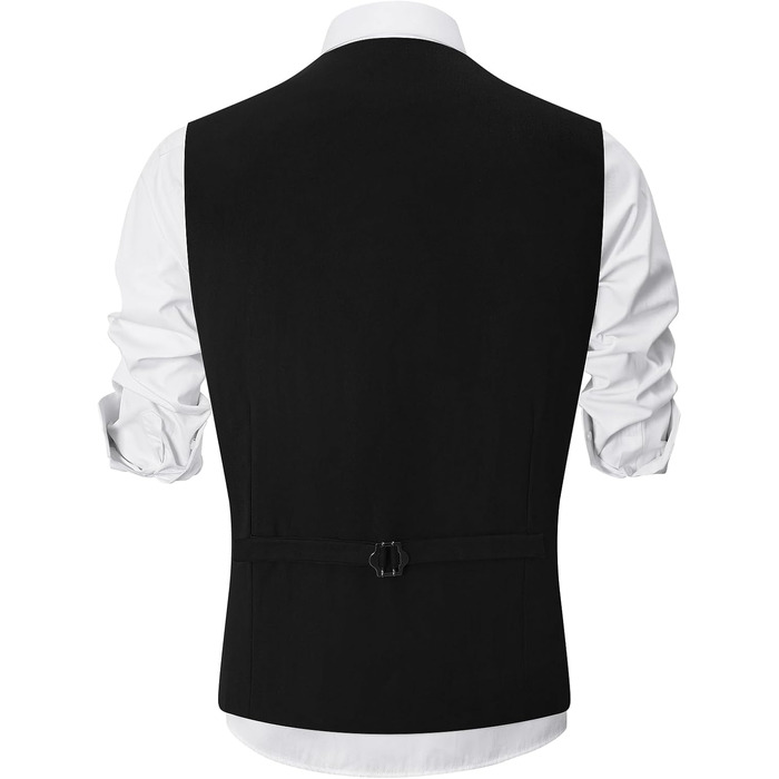 Жилет чоловічий Weste Herren однобортний Slim Fit V-подібний виріз однотонний чорний S-3XL