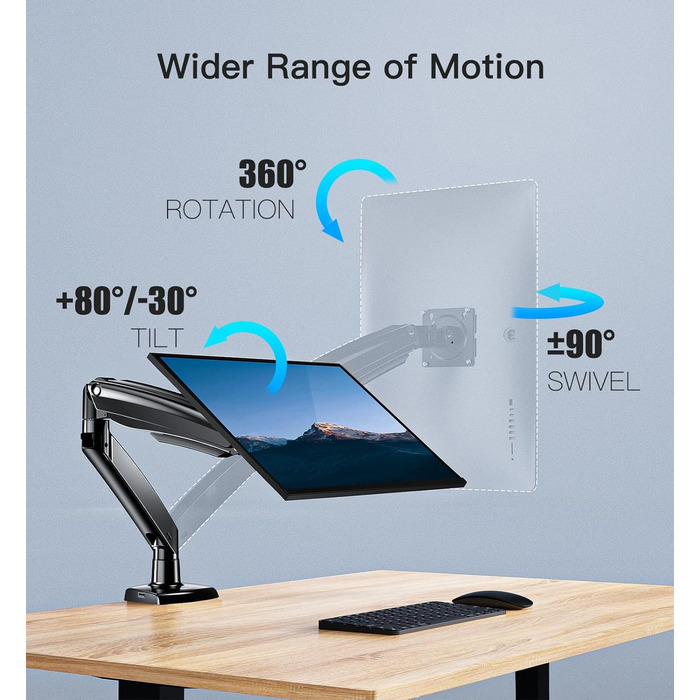 Кріплення для монітора HUANUO, 13-49 дюймів, регульований, підтримує 2-12 кг, з USB, VESA 75/100 мм