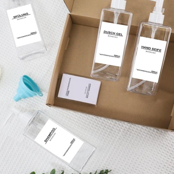 Набір дозаторів для мила Roselee (4 шт.), 500 мл, прозорі, для кухні та ванної кімнати