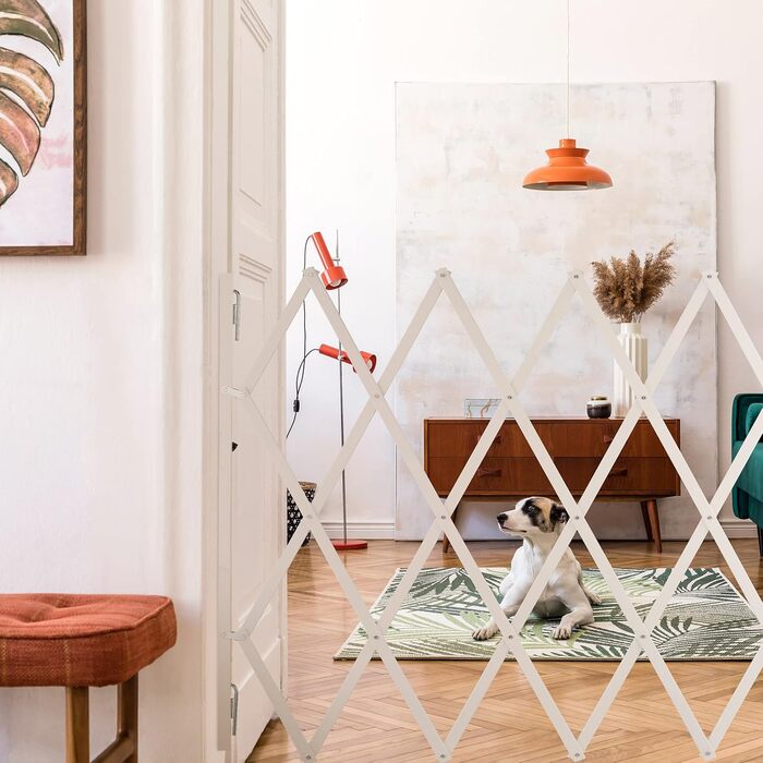 Захисне ворота для собак Relaxdays, розтягується до 130 см, висота 87,5-100 см, бамбук, біле XL