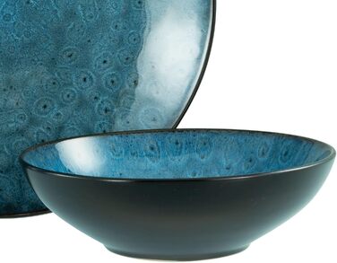 CreaTable Geschirrset Jawa: 18-Piece Set для 6 осіб, з кераміки, для посудомийної машини та мікрохвильової печі, зелений колір (блакитний, 12 шт.)