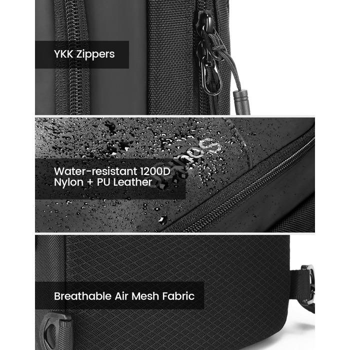 Чоловіча та жіноча сумка через плече Soulgo EDC, компактна, водонепроникна, для планшету 11 дюймів (iPad), чорна