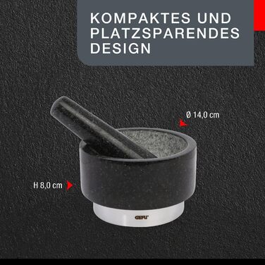 GEFU X-Plosion ступка та товкачок, чорний, Ø 14 см, H 8 см