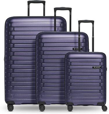 Чохол-валіза на колесах, середній, 45 x 25 x 66 см, розширюється до 75 літрів, з поліпропілену, 4 колеса, TSA-замок, Collection 04 (фіолетовий металік), набір (3 шт.) розширюваний