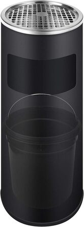 WELLGRO Standaschenbecher з нержавіючої сталі 2в1 для вулиці: попільничка та сміттєвий бак. Стійкий до погодних умов, великий попільничний бак для тераси, входу та комерційних приміщень (чорний)