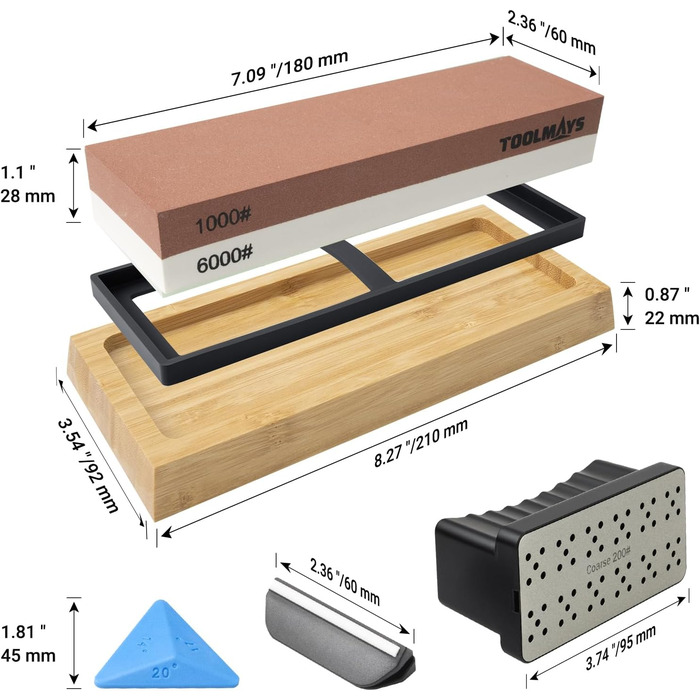 Набір точильного каменю Schleifstein 400/1000 та 1000/6000 з підставкою, для заточування ножів, японський точильний камінь