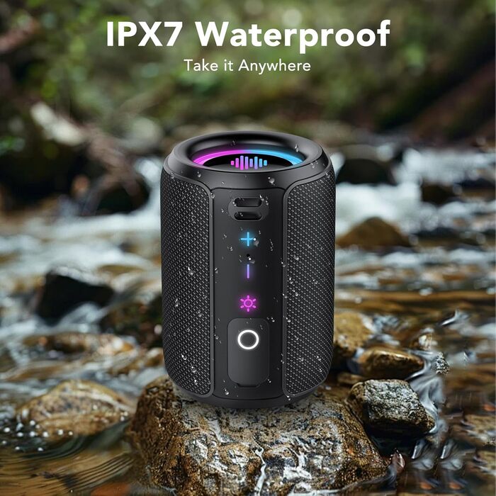 Bluetooth колонка 15W, портативна, водонепроникна IPX7, 12 год автономії, TWS, для спорту, вечірок, подорожей - Dark