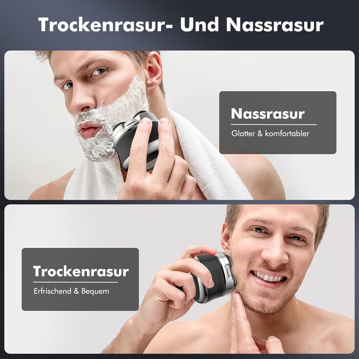 Електричний гоління голови Etrobot Glatzen Rasierer для чоловіків - вологостійкий, 5D, з LED-дисплеєм, MOJO 1 Wireless