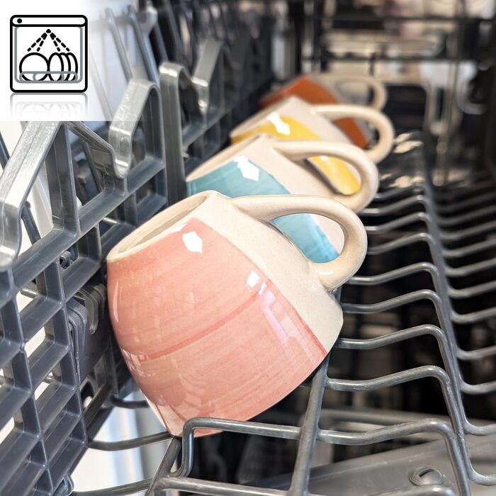 Набір з 6 керамічних чашок для еспресо Com-Four® об'ємом 125 мл - кольорові мокко-чашки ручної роботи для еспресо, мокко та рістретто (зелений/оранжевий/рожевий/синій/жовтий/сірий)