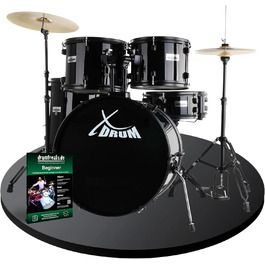 XDrum Rookie 22' барабанний комплект Standard Black - ідеальний для початківців, стильна фурнітура, з паличками 5B, інструкцією та школою барабанщиків