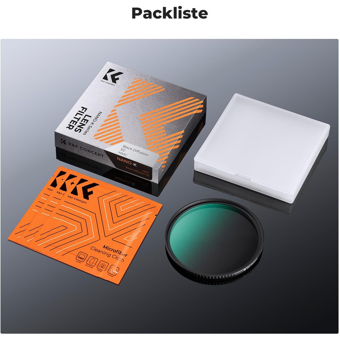 Фільтр K&F Concept 82mm Black Diffusion для створення ефекту кінематографічного розмиття (Mist) - для відео, блогів, портретної фотографії