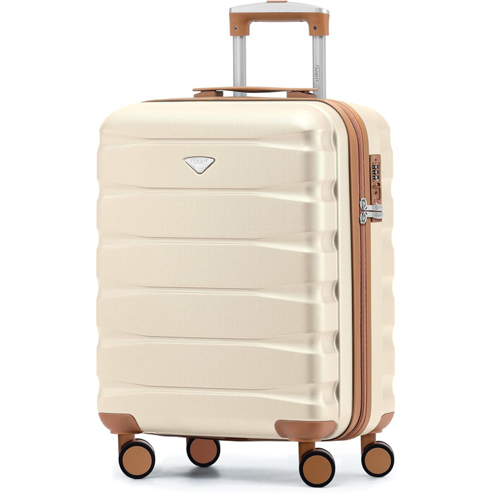 Чоткий валіза Flight Knight 4-колісний, жорсткий, ручна поклажа, 56x45x25 см (TSA), кремовий/бежевий