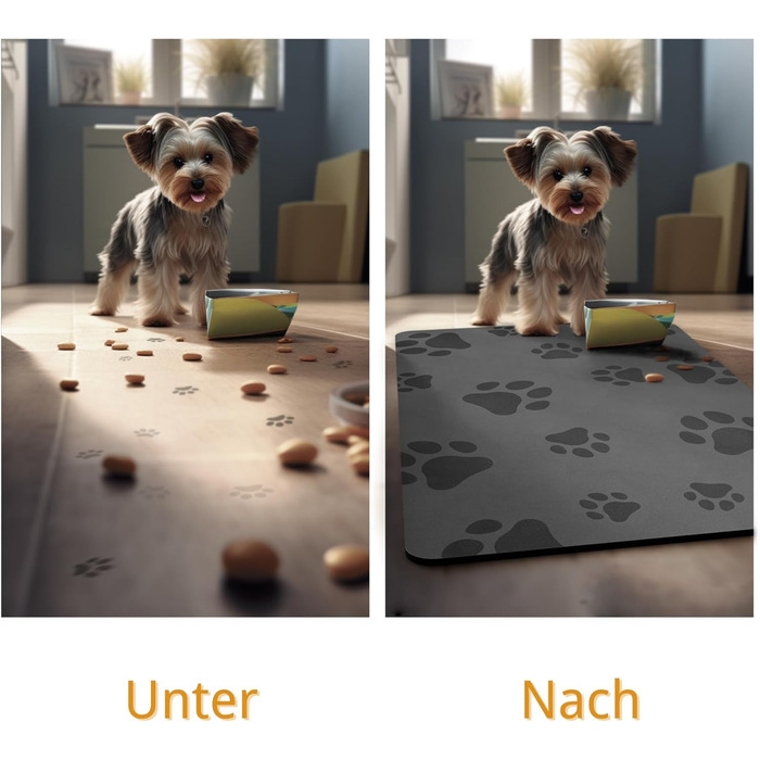 Підкладка під миску для кота JanYoo 50x35 см, вологостійка, антиковзаюча, сіра