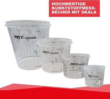 MST-DESIGN Mixing Cups for Paint, 100 Pieces with 1400ml | Robust Disposable Measuring Cups with Mixing Scale | Mixing Cups for Stirring Paints, Fillers, Wood Stains, etc. | Mixing Cups for Stirring | High-Quality Paint Accessories