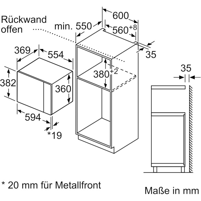 Вбудована мікрохвильова піч NEFF HLAWG25S3 з грилем, 50x38 см, чорний колір, LED дисплей, автоматичні програми, Easy Clean, Easy Clock