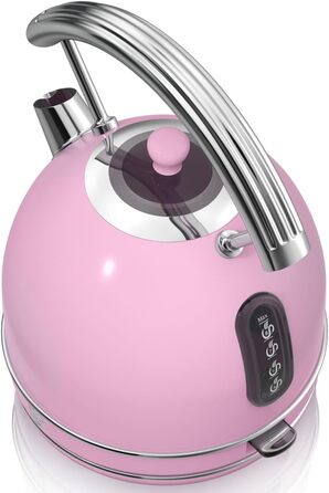 Електричний чайник Swan Retro 1.8 л, рожевий, з автоматичним відключенням, нержавіюча сталь, 3000 Вт